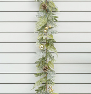 180cm Frosted Pine/Gold Ball Grlnd from Country Baskets