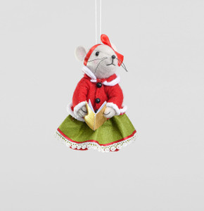 17cm Fabric Mouse Girl Decoration from Country Baskets 17cm Fabric Mouse Girl Decoration from Country Baskets