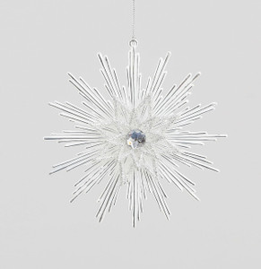 16cm Snowflake Decoration Wht/Silv from Country Baskets 16cm Snowflake Decoration Wht/Silv from Country Baskets