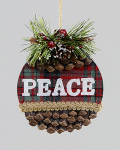 13cm Check Fabric Peace Decoration from Country Baskets 13cm Check Fabric Peace Decoration from Country Baskets
