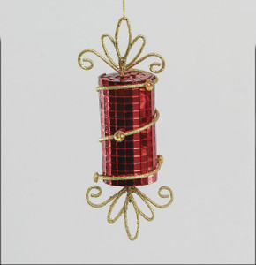 16cm Mirror Cylinder Dec Red/Gold from Country Baskets 16cm Mirror Cylinder Dec Red/Gold from Country Baskets