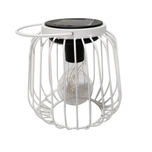 Metal Hanging Solar Lantern White D9 x W15 x H15cm