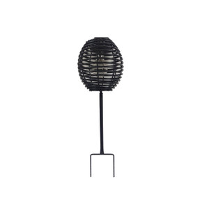 Solar Rattan Lantern on a stake Black D16 x B8 x H53