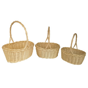 Set of 3 bleached wood oval baskets