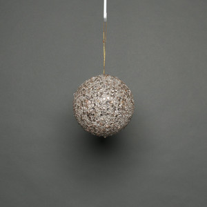 Champagne 10cm glitter bauble 