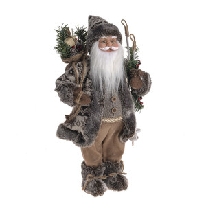 Standing Santa With Lantern & Grey Sweater 46Cm