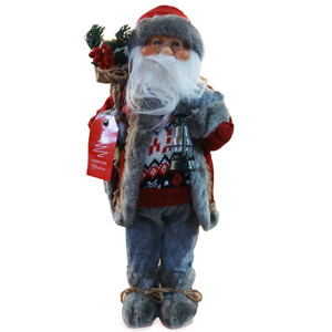 Standing Santa With Lantern & Grey Sweater 46Cm