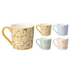 Mug, New Bone Porcelain, 370Ml/13Oz, Size: Dia 95Xh92Mm. 4 Asst Flower Design 