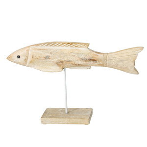 Deco Fish, Mango Wood And Iron, Size: 215X70X360Mm, Color: White Wash