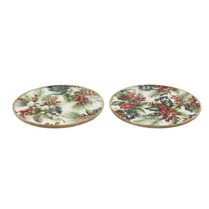 35Cm Xmas Berries Enamel Plate 2 Asst