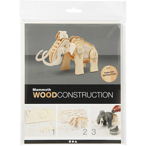 3D Construction figure, mammoth, size 19x8,5x11 cm, 1 pc