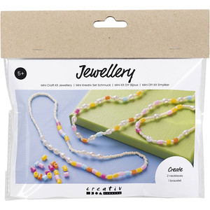 Mini Craft Kit Jewellery, Necklace and bracelet, assorted colours, 1 pack