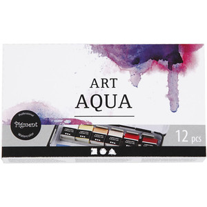 Art Watercolour, ½-pan, size 10x15x20 mm, standard colours, 12 colour 1 pack