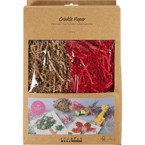 Crinkle Paper, L: 25-30 cm, W: 3 mm, brown, red, 2x50 g 1 pack