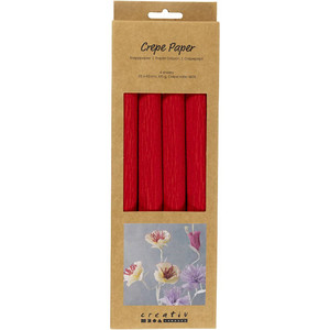 Crepe Paper, sheet 25x60 cm, Crêpe ratio: 180%, 105 g, red, 4 sheet 1 pack