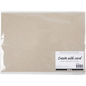 Recycled Cardboard, A4, sheet 210x297 mm, 225 g, grey brown, 10 sheet 1 pack