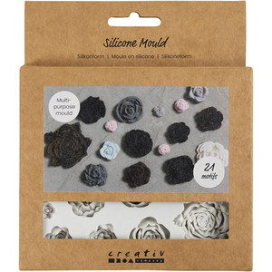 Silicone Mould, Roses, H: 0,5-1 cm, L: 0,8-4 cm, 1 pc