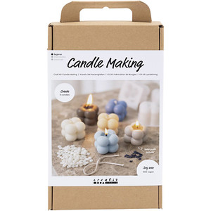 Craft Kit Candle Making, Bubble soy candle, warm beige, light blue, cream, 1 pac