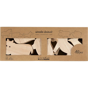 Wooden Animals, Farm, H: 4,5-8,7 cm, thickness 2 cm, 10 pc/ 1 pack