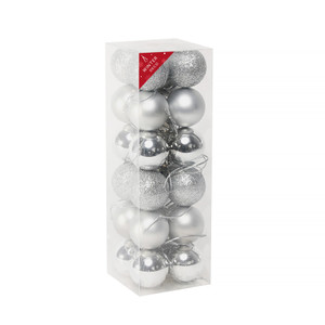 Silver Shatterproof Baubles (3cm) (24 pieces)