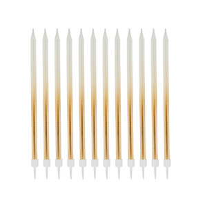 Gold Ombre Tall Skinny Candles - Pack of 12