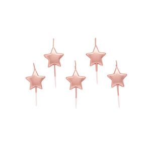 Rose Gold Metallic Star Candles - Pack of 5