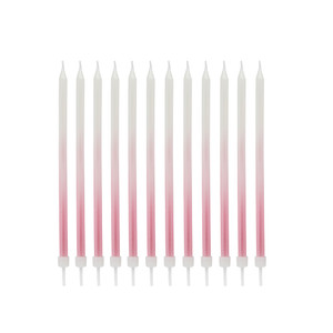 Pink Ombre Tall Skinny Candles - Pack of 12