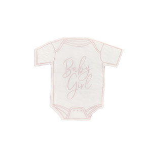 Pink 'Baby Girl' Babygrow Paper Napkins - Pack of 16