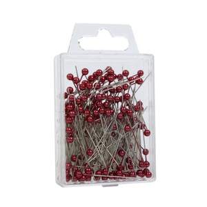 4Cm Rnd Headed Red Pearl Pins X144 (10)