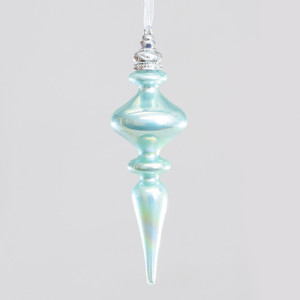 18cm Glass Finial Decoration Mint