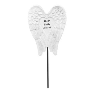 Dad White/Silver Angel Wings Stick 8x6cm