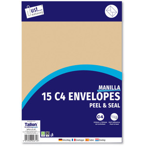 Envelopes 15 x C4 Manila  Peal & Seal  80gsm