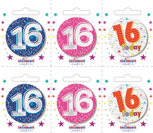 AGE 16 Small Badges 6 Assorted