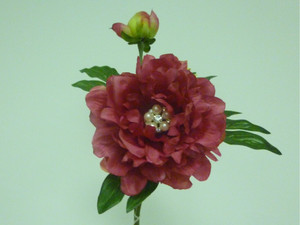 48cm Peony x2 w/Gem Hot Pink