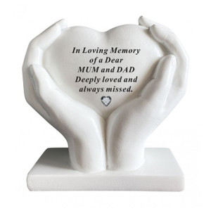 Mum & Dad White Hands Holding Heart With Diamante