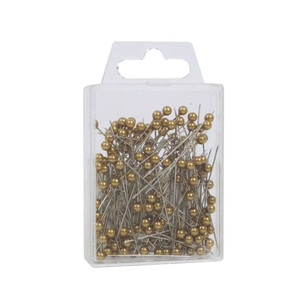 4Cm Rnd Headed Gold Pearl Pins X144 (10)