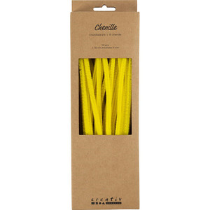 Chenille, L: 30 cm, thickness 6 mm, yellow, 50 pc
