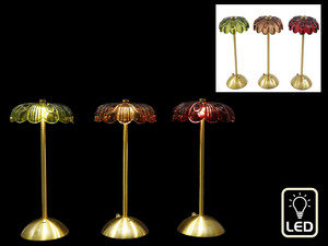 30Cm Glass Flower Touch Lamp 3 Asst