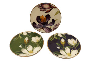35Cm Floral Enamel Plate 3 Asst