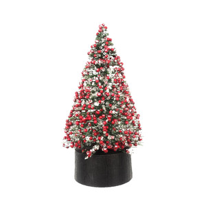 Pine Tree with Red Berries Decoration - 20cm