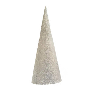 Beaded Cone  Tree - White - 45cm
