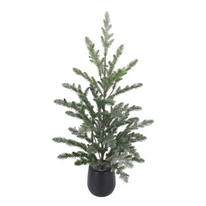 Frosted Pine Tree in Black Pot - H58cm