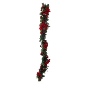 Poinsettia & Pine Garland - 180cm