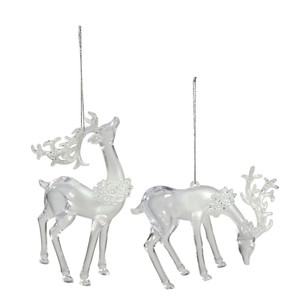 Reindeer Hanging Ornament 2 assorted Frosted