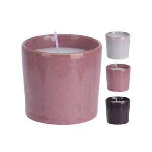Candle In Stoneware Pot 6.7cm 3 Assorted