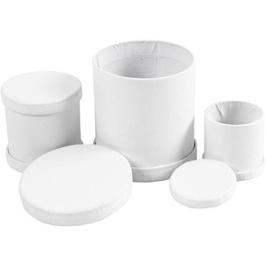 Drum boxes, white, H: 4+5+7 cm, D: 4+5+6,5 cm, 1 set