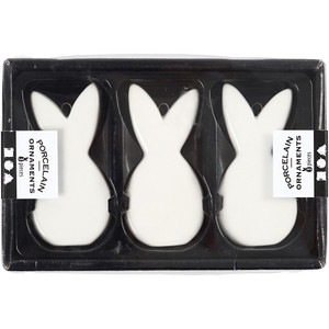 Rabbit, white, L: 7,2 cm, W: 3,6 cm, thickness 1,4 cm, 3 pc/ 1 pack