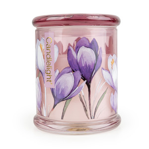 13.5 Glass Lidded Candle Jar Crocus & Sweet Orange  - 5% Orange Blossom Musk Sce