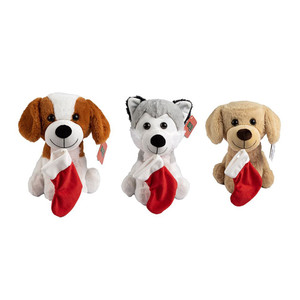 Festive Puppy With Stocking - 3 Asst 25Cm