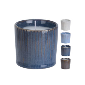 Candle In Stoneware Pot 6.7cm 4 Assorted